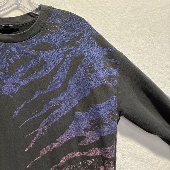 All Saints Ombre Stripes Lo Sweatshirt Women's Size Medium Gray Blue Pink Terry - Picture 4 of 14